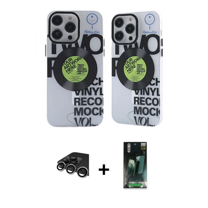 MARSİLYAN™- iPhone 14 Pro Max Kılıf Nova Doku Koleksiyonu - Siyah 360 Mat Full Body Arka Koruyucu + Raze Metal Kamera Lens - GS