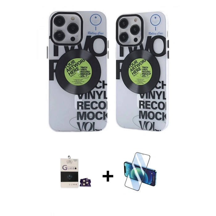 MARSİLYAN™- iPhone 14 Pro Max Kılıf Nova Doku Koleksiyonu - Siyah 3D Antistatik Cam Ekran Koruyucu + Bilvis Titan Kamera Lens - GD