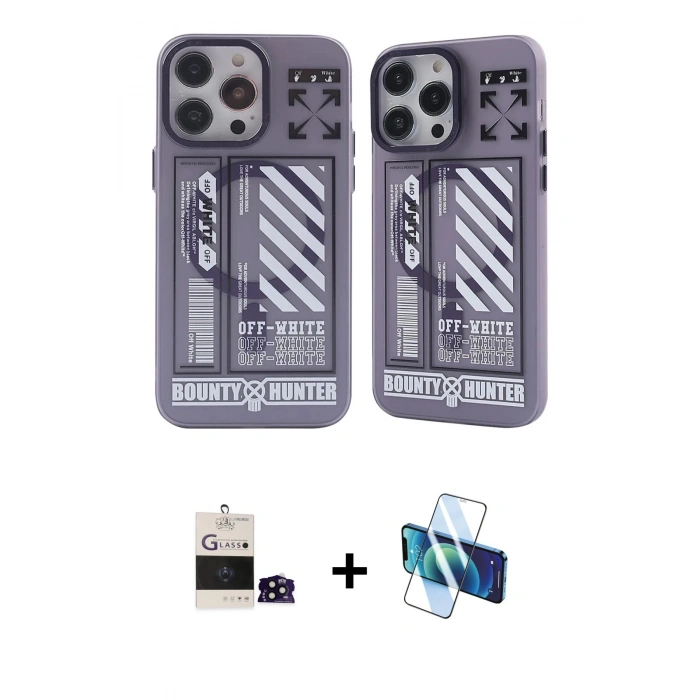 MARSİLYAN™- iPhone 14 Pro Max Kılıf Nova Doku Koleksiyonu - Siyah 3D Antistatik Cam Ekran Koruyucu + Bilvis Titan Kamera Lens - SH