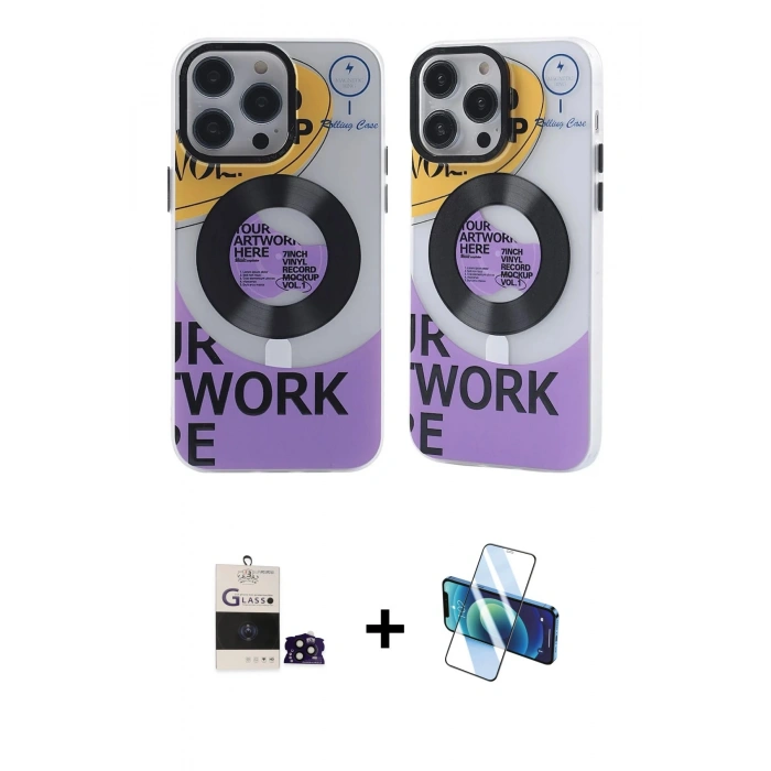MARSİLYAN™- iPhone 14 Pro Max Kılıf Nova Doku Koleksiyonu - Siyah 3D Antistatik Cam Ekran Koruyucu + Bilvis Titan Kamera Lens - SH