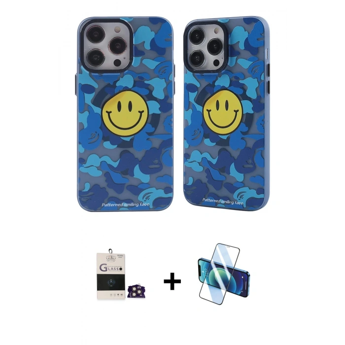 MARSİLYAN™- iPhone 14 Pro Max Kılıf Nova Doku Koleksiyonu - Siyah 3D Antistatik Cam Ekran Koruyucu + Bilvis Titan Kamera Lens - GD