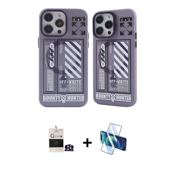 MARSİLYAN™- iPhone 14 Pro Max Kılıf Nova Doku Koleksiyonu - Siyah 3D Antistatik Cam Ekran Koruyucu + Bilvis Titan Kamera Lens - GD
