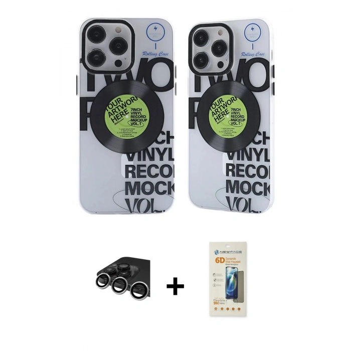 MARSİLYAN™- iPhone 14 Pro Max Kılıf Nova Doku Koleksiyonu - Siyah 6D Mat Seramik Hayalet Nano Ekran Koruyucu + Raze Metal Kamera Lens - GS