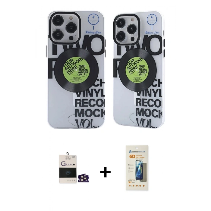 MARSİLYAN™- iPhone 14 Pro Max Kılıf Nova Doku Koleksiyonu - Siyah 6D Mat Seramik Hayalet Nano Ekran Koruyucu + Bilvis Titan Kamera Lens - GD
