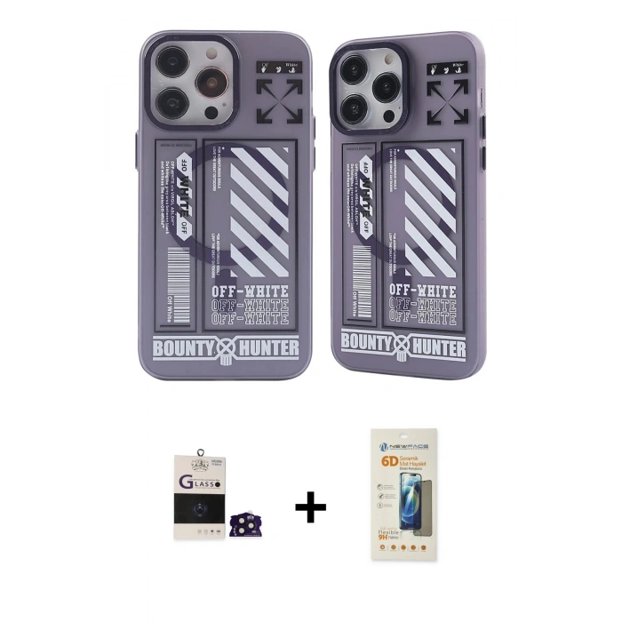 MARSİLYAN™- iPhone 14 Pro Max Kılıf Nova Doku Koleksiyonu - Siyah 6D Mat Seramik Hayalet Nano Ekran Koruyucu + Bilvis Titan Kamera Lens - DNMR