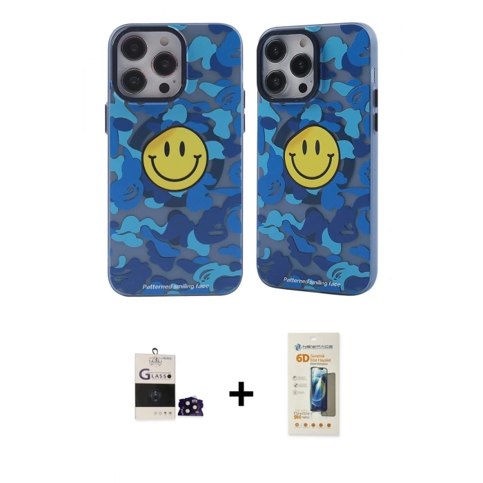 MARSİLYAN™- iPhone 14 Pro Max Kılıf Nova Doku Koleksiyonu - Siyah 6D Mat Seramik Hayalet Nano Ekran Koruyucu + Bilvis Titan Kamera Lens - SH