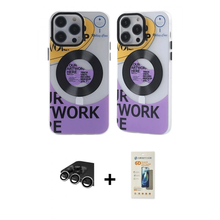 MARSİLYAN™- iPhone 14 Pro Max Kılıf Nova Doku Koleksiyonu - Siyah 6D Mat Seramik Hayalet Nano Ekran Koruyucu + Raze Metal Kamera Lens - GS