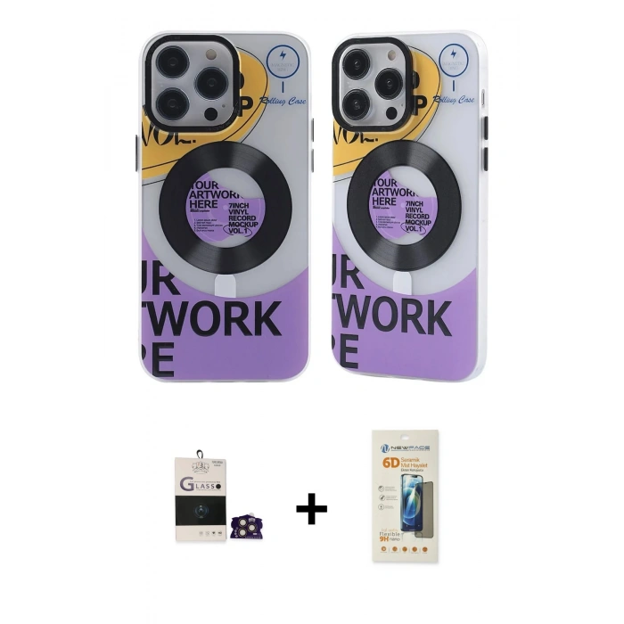 MARSİLYAN™- iPhone 14 Pro Max Kılıf Nova Doku Koleksiyonu - Siyah 6D Mat Seramik Hayalet Nano Ekran Koruyucu + Bilvis Titan Kamera Lens - GD