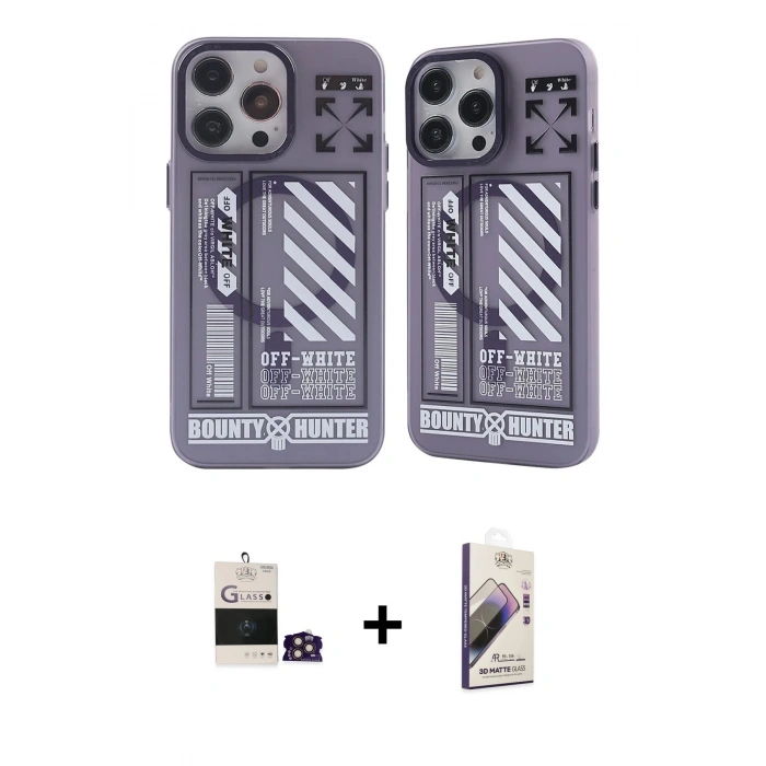 MARSİLYAN™- iPhone 14 Pro Max Kılıf Nova Doku Koleksiyonu - Siyah Bilvis 3D Mat Cam Ekran Koruyucu + Bilvis Titan Kamera Lens - GD