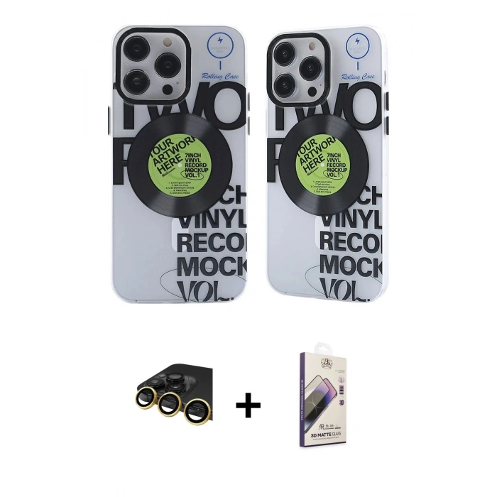 MARSİLYAN™- iPhone 14 Pro Max Kılıf Nova Doku Koleksiyonu - Siyah Bilvis 3D Mat Cam Ekran Koruyucu + Raze Metal Kamera Lens - GD
