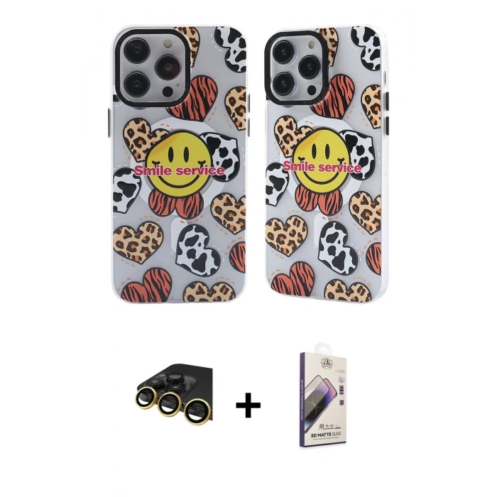 MARSİLYAN™- iPhone 14 Pro Max Kılıf Nova Doku Koleksiyonu - Siyah Bilvis 3D Mat Cam Ekran Koruyucu + Raze Metal Kamera Lens - GD