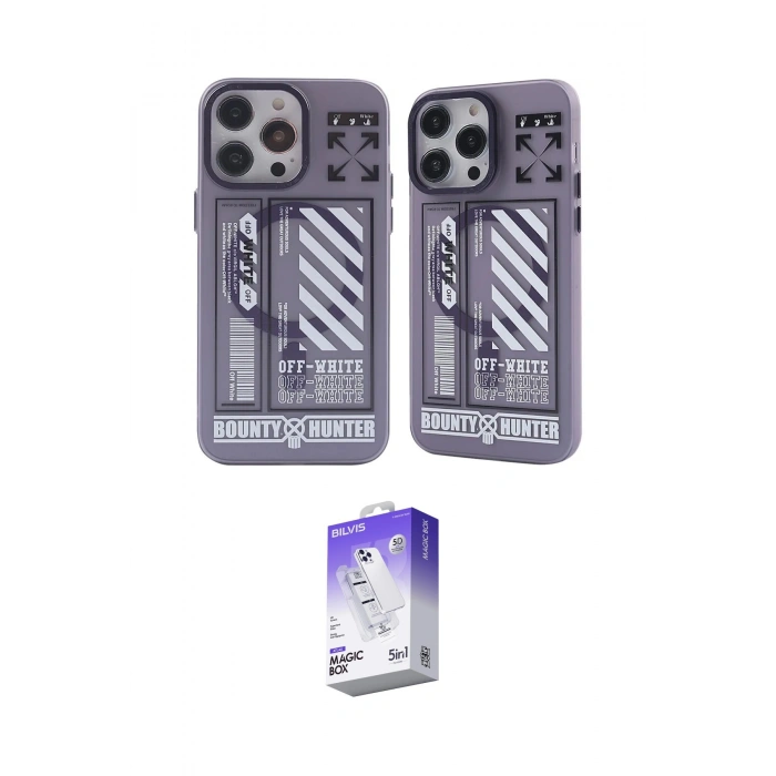 MARSİLYAN™- iPhone 14 Pro Max Kılıf Nova Doku Koleksiyonu - Siyah Bilvis 5in1 3D Magic Cam Ekran Koruyucu