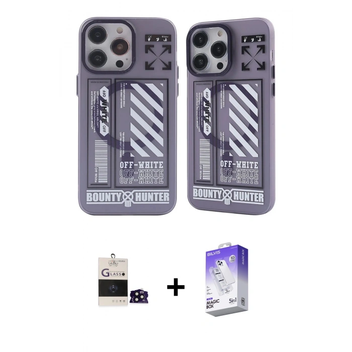 MARSİLYAN™- iPhone 14 Pro Max Kılıf Nova Doku Koleksiyonu - Siyah Bilvis 5in1 3D Magic Cam Ekran Koruyucu + Bilvis Titan Kamera Lens - SH