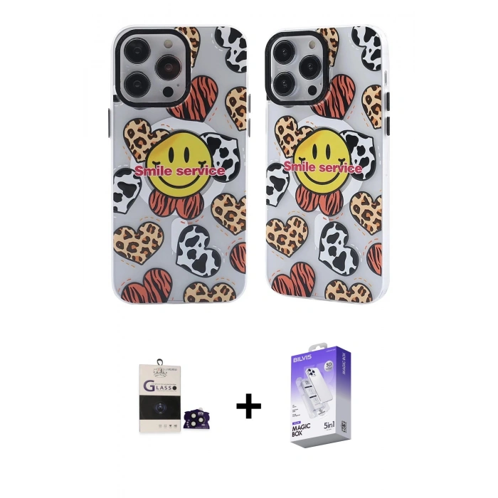 MARSİLYAN™- iPhone 14 Pro Max Kılıf Nova Doku Koleksiyonu - Siyah Bilvis 5in1 3D Magic Cam Ekran Koruyucu + Bilvis Titan Kamera Lens - SH
