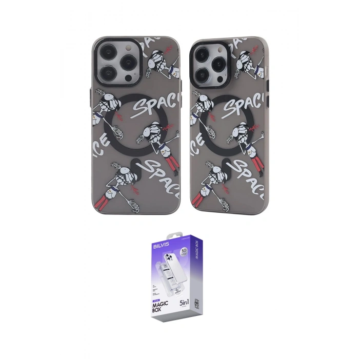 MARSİLYAN™- iPhone 14 Pro Max Kılıf Nova Doku Koleksiyonu - Siyah Bilvis 5in1 3D Magic Cam Ekran Koruyucu