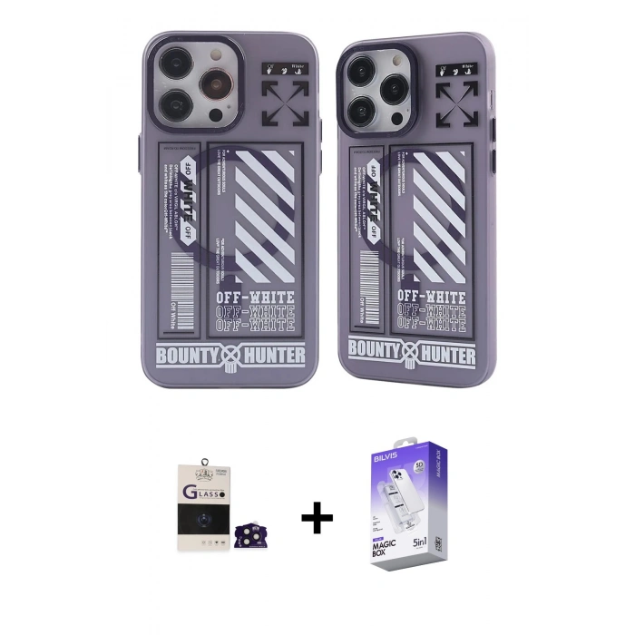 MARSİLYAN™- iPhone 14 Pro Max Kılıf Nova Doku Koleksiyonu - Siyah Bilvis 5in1 3D Magic Cam Ekran Koruyucu + Bilvis Titan Kamera Lens - DNMR