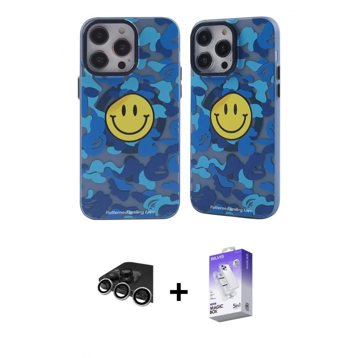 MARSİLYAN™- iPhone 14 Pro Max Kılıf Nova Doku Koleksiyonu - Siyah Bilvis 5in1 3D Magic Cam Ekran Koruyucu + Raze Metal Kamera Lens - GS