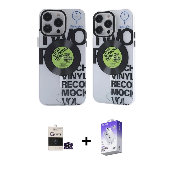 MARSİLYAN™- iPhone 14 Pro Max Kılıf Nova Doku Koleksiyonu - Siyah Bilvis 5in1 3D Magic Cam Ekran Koruyucu + Bilvis Titan Kamera Lens - SH