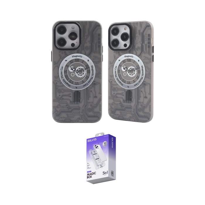 MARSİLYAN™- iPhone 14 Pro Max Kılıf Nova Doku Koleksiyonu - Siyah Bilvis 5in1 3D Magic Cam Ekran Koruyucu