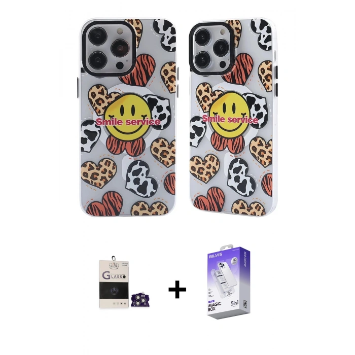 MARSİLYAN™- iPhone 14 Pro Max Kılıf Nova Doku Koleksiyonu - Siyah Bilvis 5in1 3D Magic Cam Ekran Koruyucu + Bilvis Titan Kamera Lens - GS