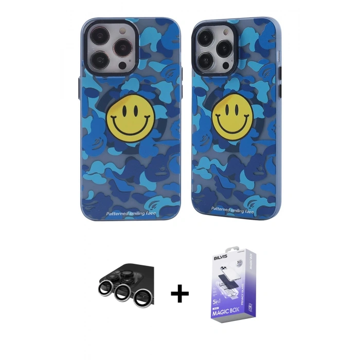 MARSİLYAN™- iPhone 14 Pro Max Kılıf Nova Doku Koleksiyonu - Siyah Bilvis 5in1 5D Magic Hayalet Cam Ekran Koruyucu + Raze Metal Kamera Lens - GS