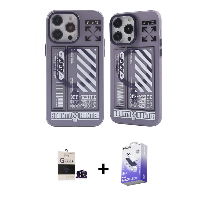 MARSİLYAN™- iPhone 14 Pro Max Kılıf Nova Doku Koleksiyonu - Siyah Bilvis 5in1 5D Magic Hayalet Cam Ekran Koruyucu + Bilvis Titan Kamera Lens - SH