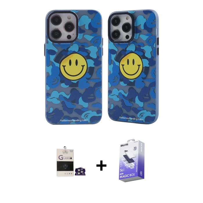 MARSİLYAN™- iPhone 14 Pro Max Kılıf Nova Doku Koleksiyonu - Siyah Bilvis 5in1 5D Magic Hayalet Cam Ekran Koruyucu + Gümüş Bilvis Titan Kamera Lens