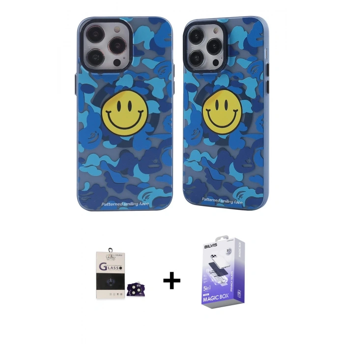 MARSİLYAN™- iPhone 14 Pro Max Kılıf Nova Doku Koleksiyonu - Siyah Bilvis 5in1 5D Magic Hayalet Cam Ekran Koruyucu + Bilvis Titan Kamera Lens - SH