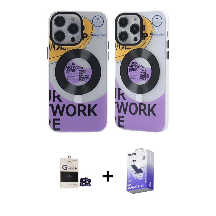 MARSİLYAN™- iPhone 14 Pro Max Kılıf Nova Doku Koleksiyonu - Siyah Bilvis 5in1 5D Magic Hayalet Cam Ekran Koruyucu + Bilvis Titan Kamera Lens - SH
