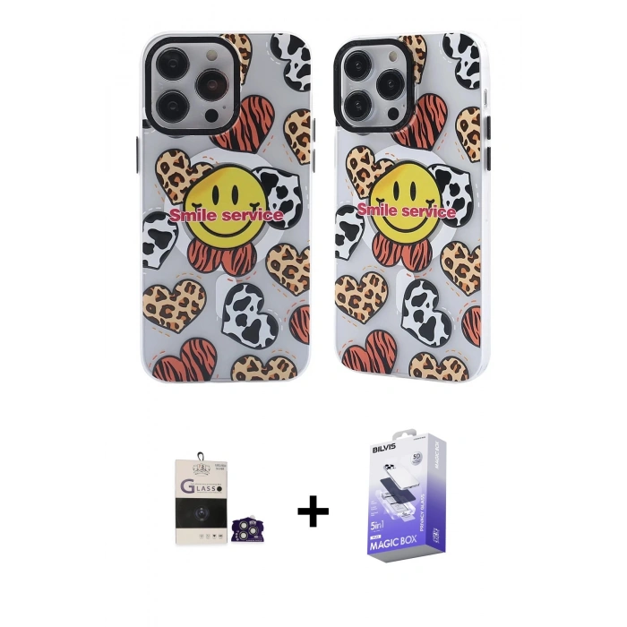 MARSİLYAN™- iPhone 14 Pro Max Kılıf Nova Doku Koleksiyonu - Siyah Bilvis 5in1 5D Magic Hayalet Cam Ekran Koruyucu + Gümüş Bilvis Titan Kamera Lens