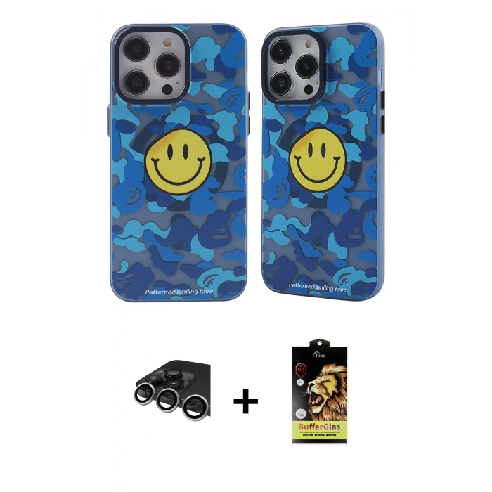 MARSİLYAN™- iPhone 14 Pro Max Kılıf Nova Doku Koleksiyonu - Siyah Buffer Cam Ekran Koruyucu + Raze Metal Kamera Lens - GS