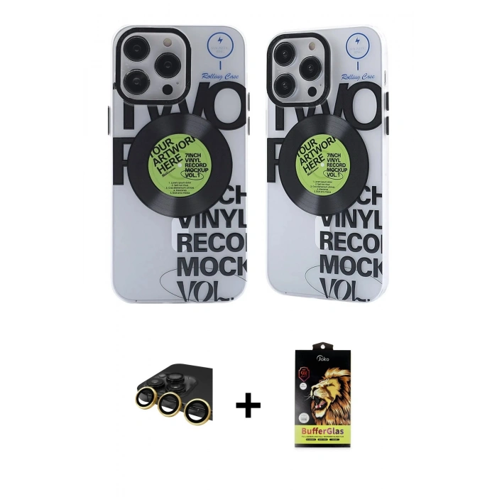MARSİLYAN™- iPhone 14 Pro Max Kılıf Nova Doku Koleksiyonu - Siyah Buffer Cam Ekran Koruyucu + Raze Metal Kamera Lens - GD