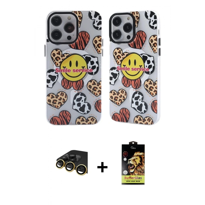 MARSİLYAN™- iPhone 14 Pro Max Kılıf Nova Doku Koleksiyonu - Siyah Buffer Cam Ekran Koruyucu + Raze Metal Kamera Lens - GD
