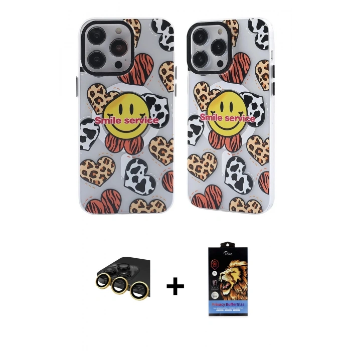 MARSİLYAN™- iPhone 14 Pro Max Kılıf Nova Doku Koleksiyonu - Siyah Buffer Hayalet Cam Ekran Koruyucu + Raze Metal Kamera Lens - GD