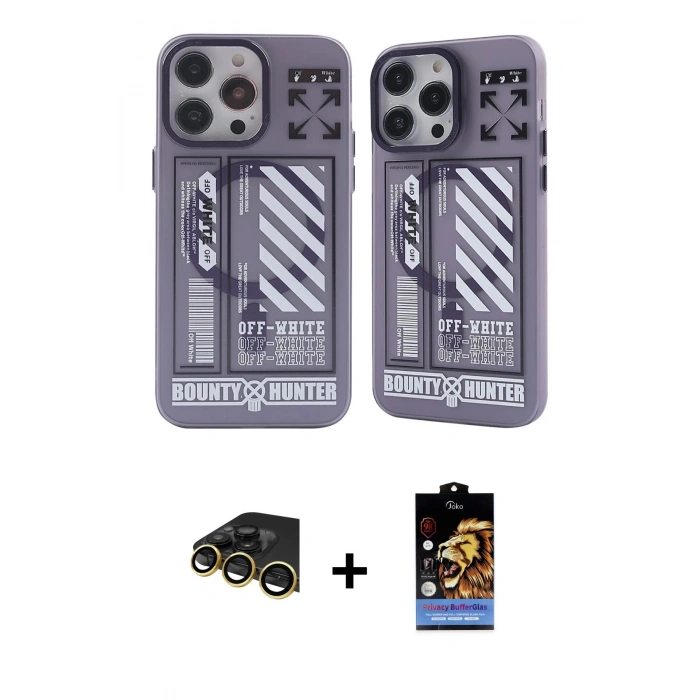 MARSİLYAN™- iPhone 14 Pro Max Kılıf Nova Doku Koleksiyonu - Siyah Buffer Hayalet Cam Ekran Koruyucu + Raze Metal Kamera Lens - GD