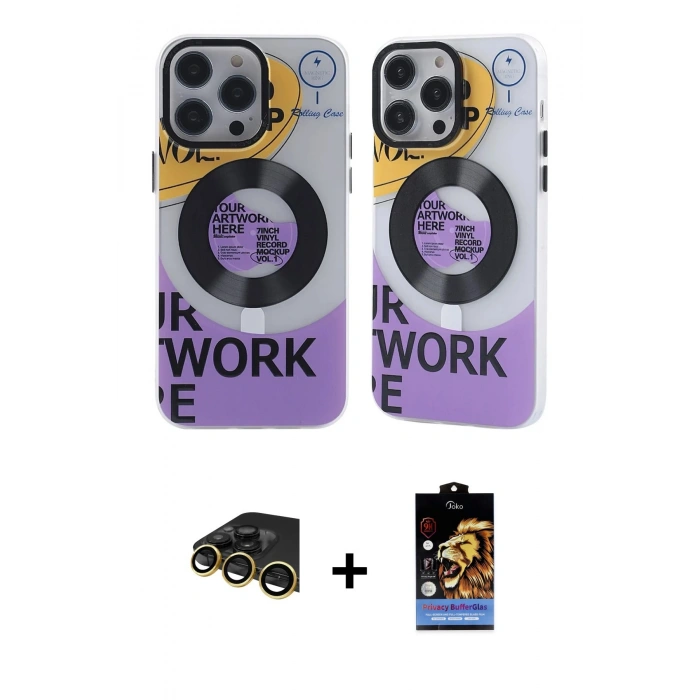 MARSİLYAN™- iPhone 14 Pro Max Kılıf Nova Doku Koleksiyonu - Siyah Buffer Hayalet Cam Ekran Koruyucu + Raze Metal Kamera Lens - GD