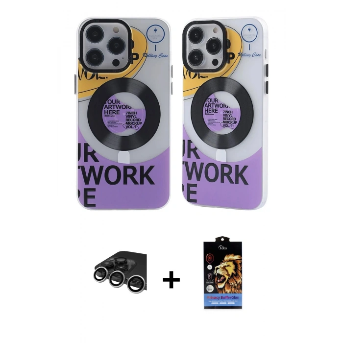 MARSİLYAN™- iPhone 14 Pro Max Kılıf Nova Doku Koleksiyonu - Siyah Buffer Hayalet Cam Ekran Koruyucu + Raze Metal Kamera Lens - GS