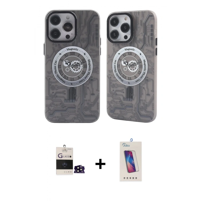 MARSİLYAN™- iPhone 14 Pro Max Kılıf Nova Doku Koleksiyonu - Siyah Joko 5D Cam + Bilvis Titan Kamera Lens - SH