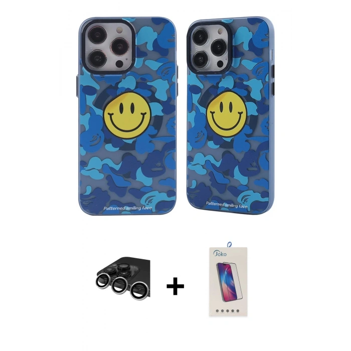 MARSİLYAN™- iPhone 14 Pro Max Kılıf Nova Doku Koleksiyonu - Siyah Joko 5D Cam + Gümüş Raze Metal Kamera Lens