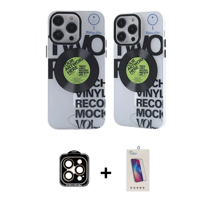 MARSİLYAN™- iPhone 14 Pro Max Kılıf Nova Doku Koleksiyonu - Siyah Joko 5D Cam + PVD Metal Kamera Lens - TU