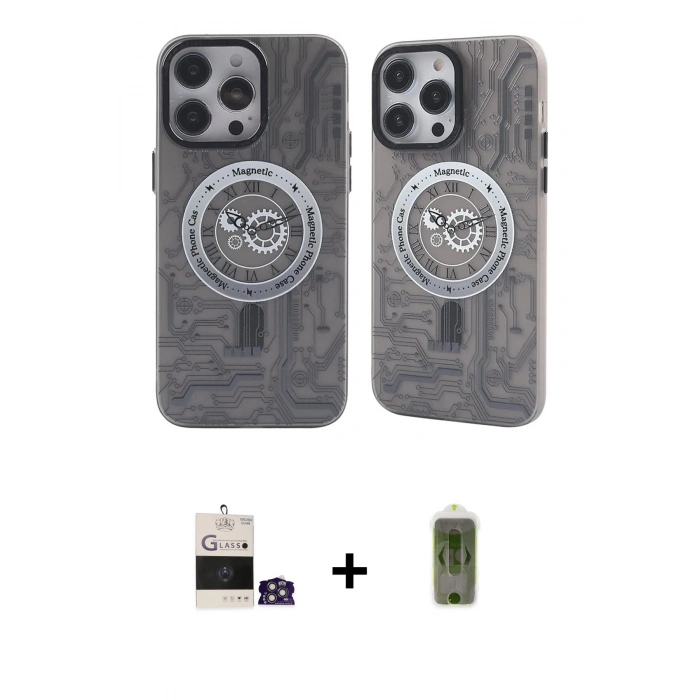 MARSİLYAN™- iPhone 14 Pro Max Kılıf Nova Doku Koleksiyonu - Siyah Joko Magic 5D Hayalet Cam + Bilvis Titan Kamera Lens - GS