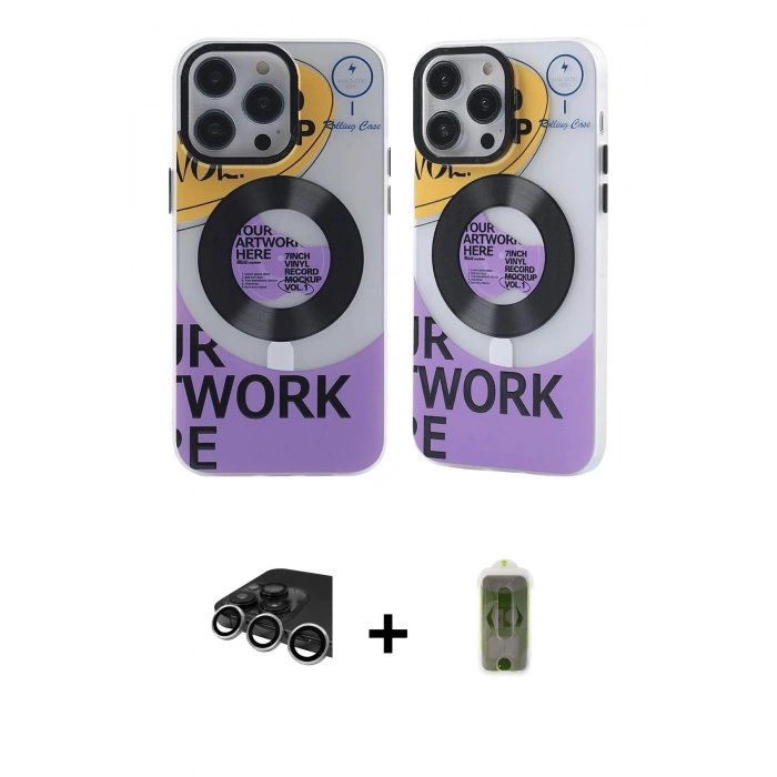 MARSİLYAN™- iPhone 14 Pro Max Kılıf Nova Doku Koleksiyonu - Siyah Joko Magic 5D Hayalet Cam + Gümüş Raze Metal Kamera Lens