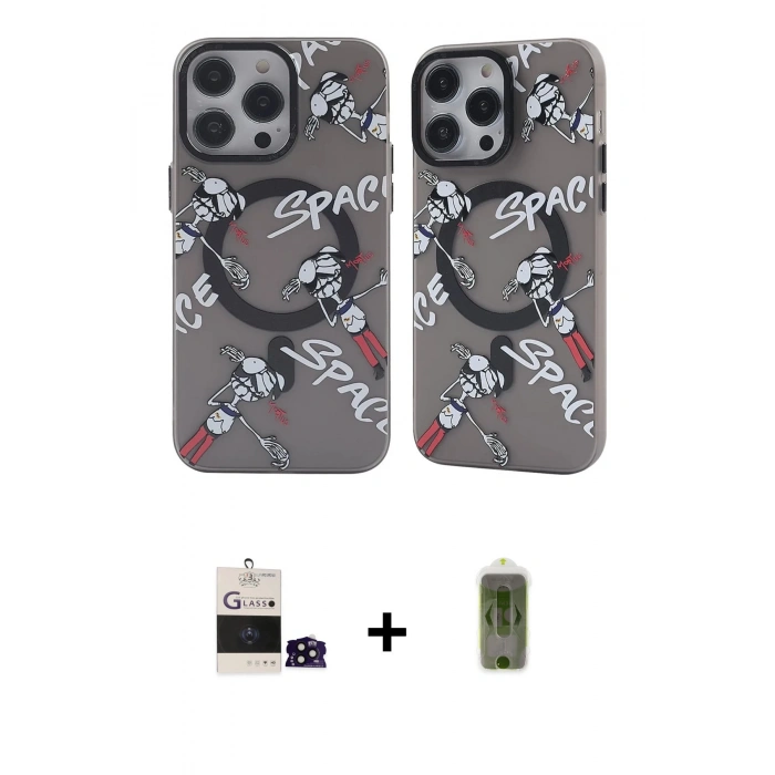 MARSİLYAN™- iPhone 14 Pro Max Kılıf Nova Doku Koleksiyonu - Siyah Joko Magic 5D Hayalet Cam + Bilvis Titan Kamera Lens - SH