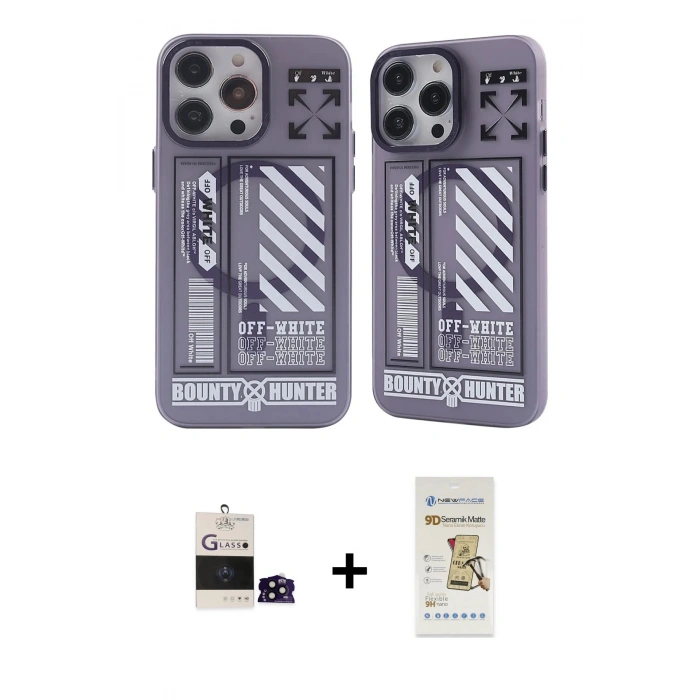 MARSİLYAN™- iPhone 14 Pro Max Kılıf Nova Doku Koleksiyonu - Siyah Mat Seramik Nano Ekran Koruyucu + Bilvis Titan Kamera Lens - SH