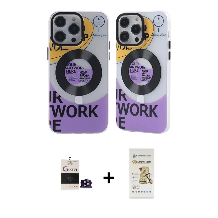 MARSİLYAN™- iPhone 14 Pro Max Kılıf Nova Doku Koleksiyonu - Siyah Mat Seramik Nano Ekran Koruyucu + Bilvis Titan Kamera Lens - SH
