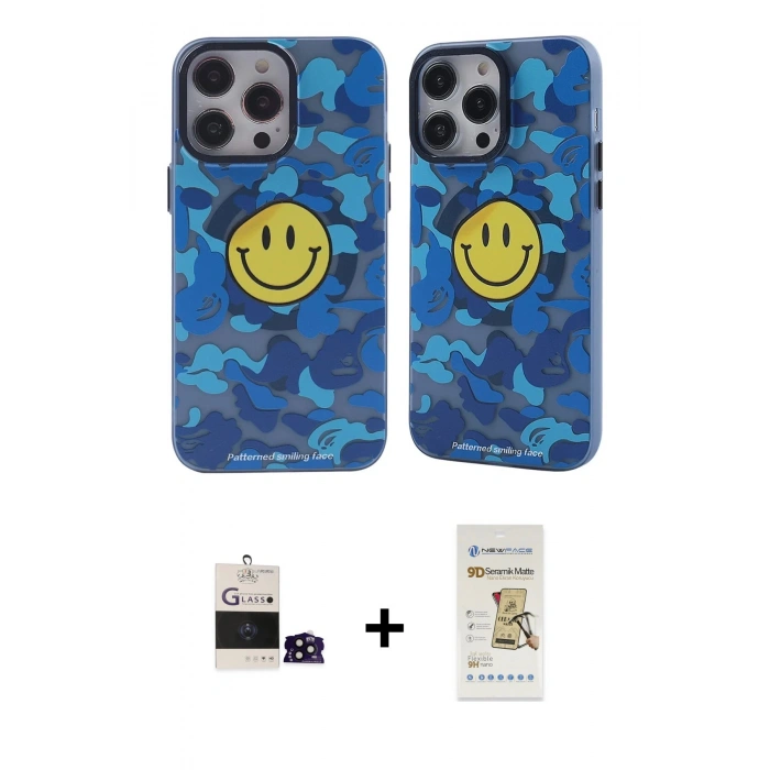 MARSİLYAN™- iPhone 14 Pro Max Kılıf Nova Doku Koleksiyonu - Siyah Mat Seramik Nano Ekran Koruyucu + Bilvis Titan Kamera Lens - SH