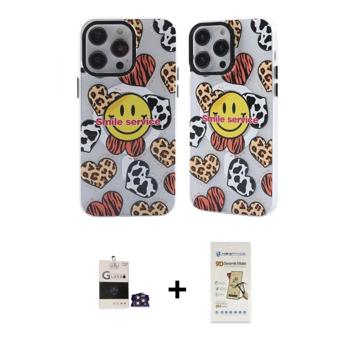 MARSİLYAN™- iPhone 14 Pro Max Kılıf Nova Doku Koleksiyonu - Siyah Mat Seramik Nano Ekran Koruyucu + Bilvis Titan Kamera Lens - GS