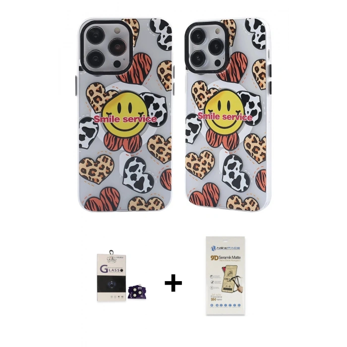 MARSİLYAN™- iPhone 14 Pro Max Kılıf Nova Doku Koleksiyonu - Siyah Mat Seramik Nano Ekran Koruyucu + Bilvis Titan Kamera Lens - SH