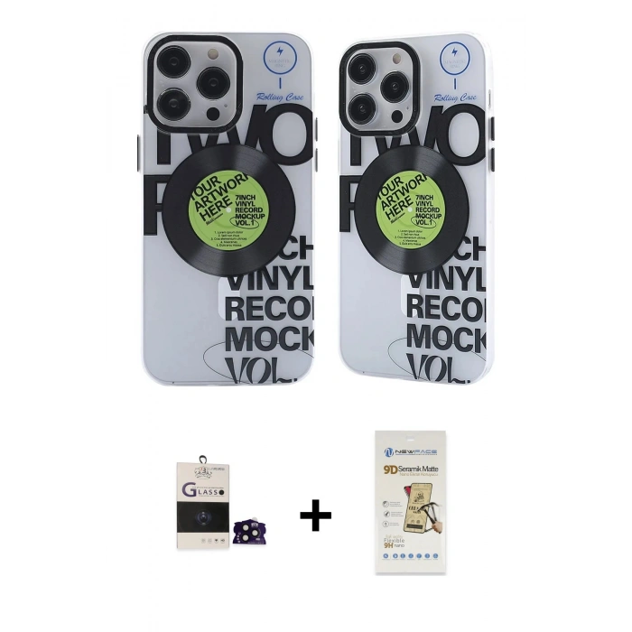 MARSİLYAN™- iPhone 14 Pro Max Kılıf Nova Doku Koleksiyonu - Siyah Mat Seramik Nano Ekran Koruyucu + Bilvis Titan Kamera Lens - SH