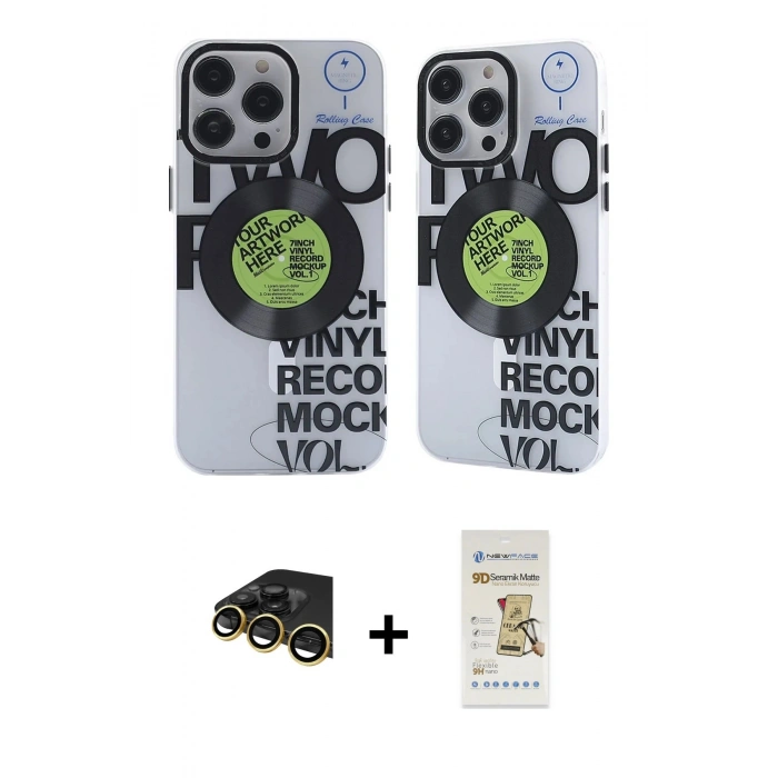 MARSİLYAN™- iPhone 14 Pro Max Kılıf Nova Doku Koleksiyonu - Siyah Mat Seramik Nano Ekran Koruyucu + Raze Metal Kamera Lens - GD
